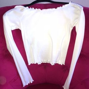 White long sleeve strapless top